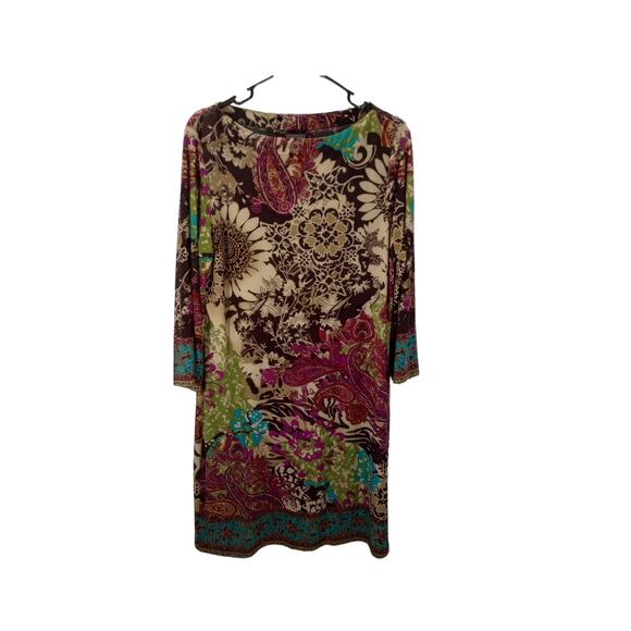 Eci New York Womens Size 12 Floral Paisley Print Dress 3/4 Sleeve Multicolor - Picture 1 of 11